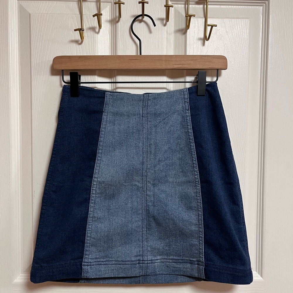 Free People Denim Panel Denim Skirt - Picture 5 of 10